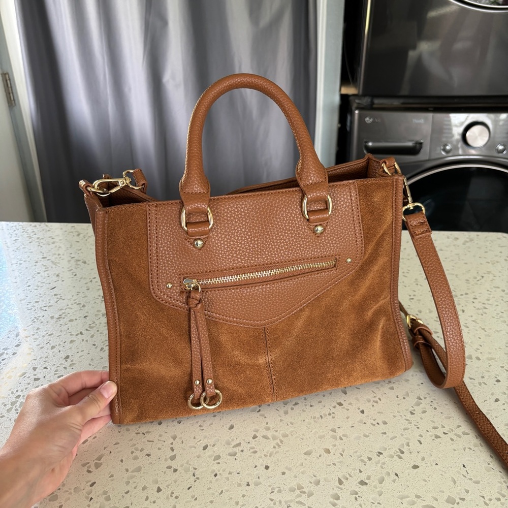 SOLD - Moda Luxe Bridgette Satchel Vegan Leather & Suede